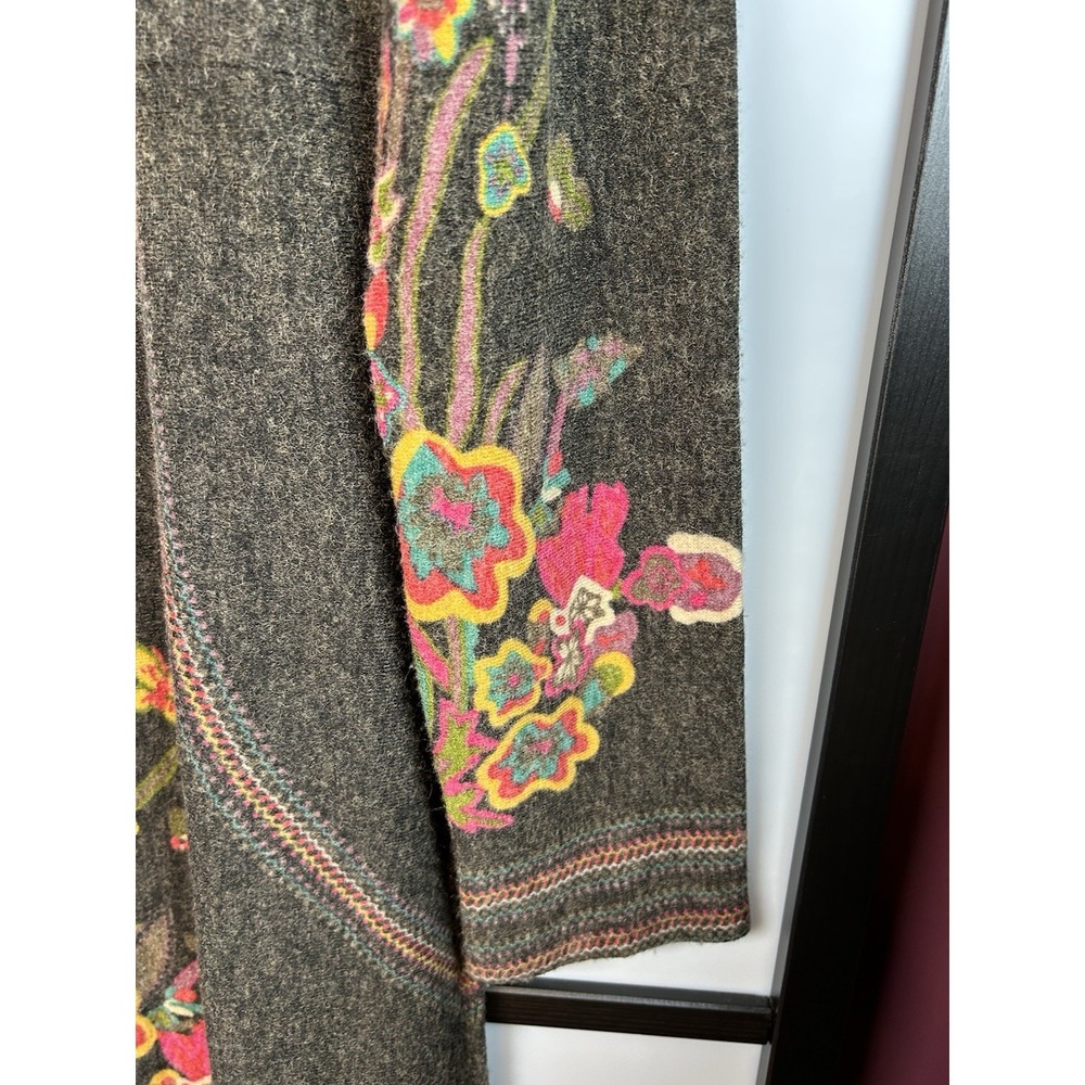 Aryeh Boho Sweater Dress Charcoal Floral Butterfly Embroidered Crochet Lace Sz L - Picture 5 of 12